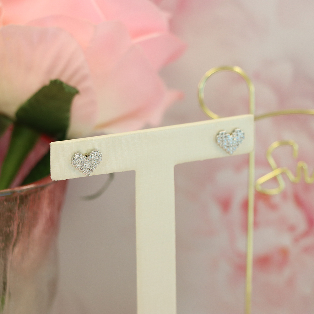 S925 Sterling Silver Heart - Shaped Earrings with Full - Cut Zirconia - Romantic and Dainty Jewelry for Women