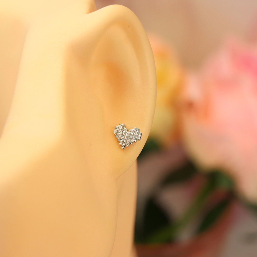 S925 Sterling Silver Heart - Shaped Earrings with Full - Cut Zirconia - Romantic and Dainty Jewelry for Women