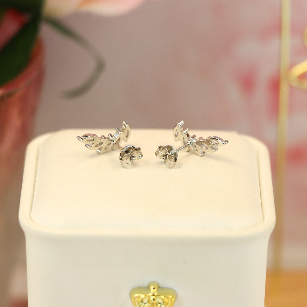 Angelic Feather Stud Earrings, S925 Sterling Silver Wing Jewelry, Ethereal Crystal Earrings, Spiritual Gift for Her