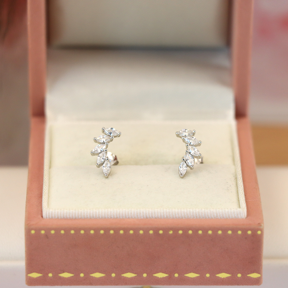 Angelic Feather Stud Earrings, S925 Sterling Silver Wing Jewelry, Ethereal Crystal Earrings, Spiritual Gift for Her