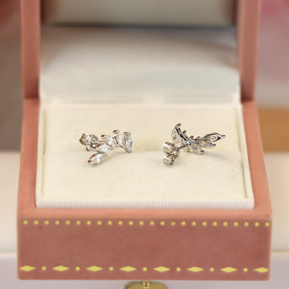 Angelic Feather Stud Earrings, S925 Sterling Silver Wing Jewelry, Ethereal Crystal Earrings, Spiritual Gift for Her