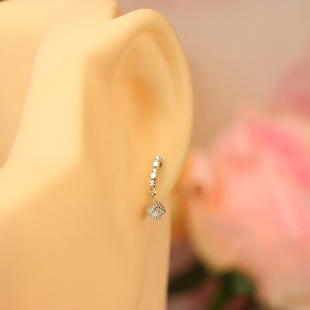 S925 Sterling Silver Stud Earrings with Diamond Inlays for Women - Elegant and Sparkling Dangle Earrings