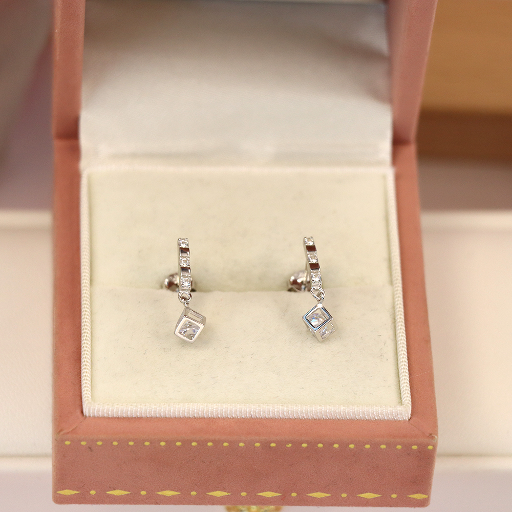 S925 Sterling Silver Stud Earrings with Diamond Inlays for Women - Elegant and Sparkling Dangle Earrings