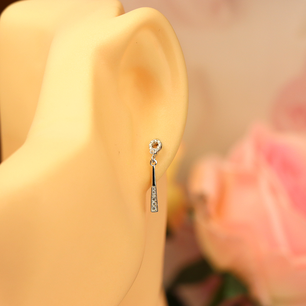 Round Diamond Drop Earrings, S925 Sterling Silver Pavé Circle Earrings, Versatile Sparkling Jewelry, Timeless Dangle Gift
