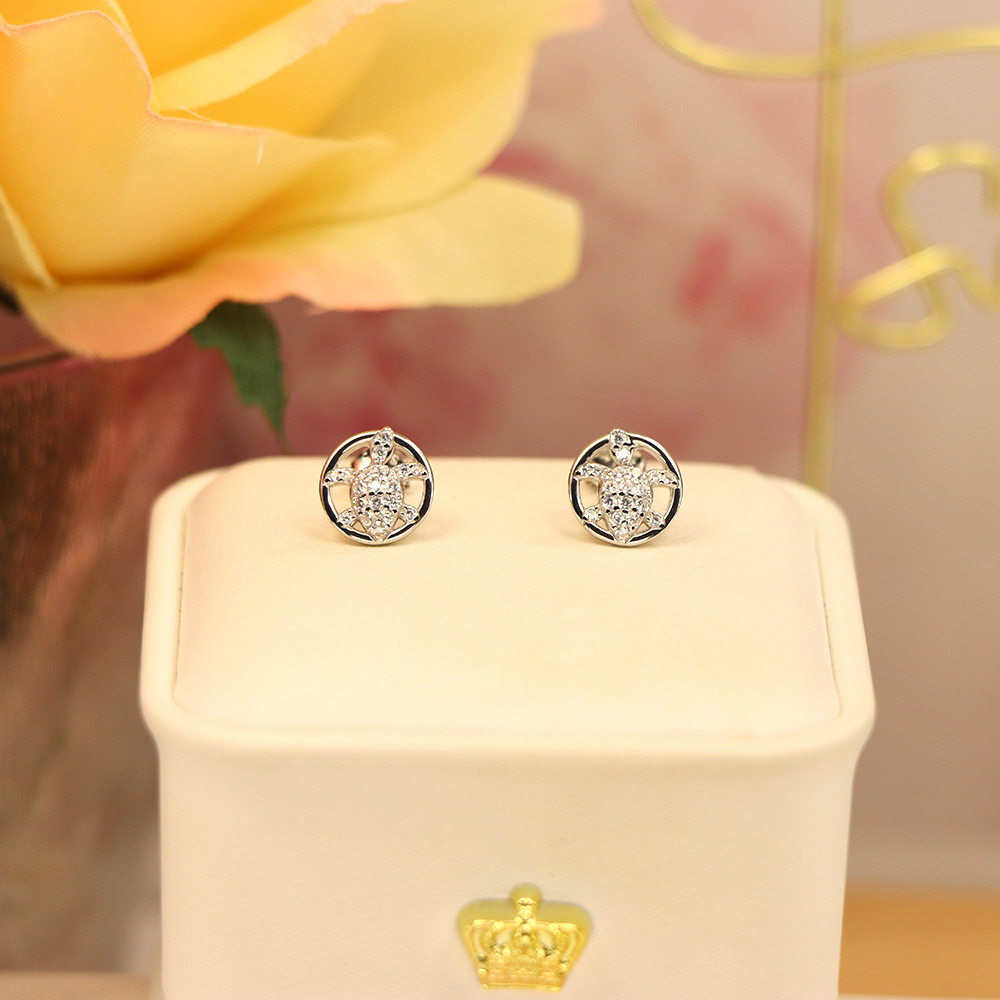 Turtle Geometric Stud Earrings, S925 Sterling Silver Forest-Themed Jewelry, Nature Inspired Dainty Gift, Whimsical Animal Earrings