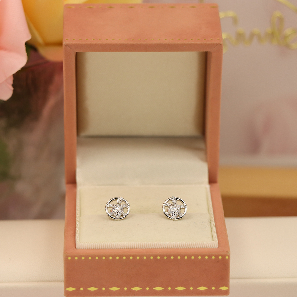 Turtle Geometric Stud Earrings, S925 Sterling Silver Forest-Themed Jewelry, Nature Inspired Dainty Gift, Whimsical Animal Earrings