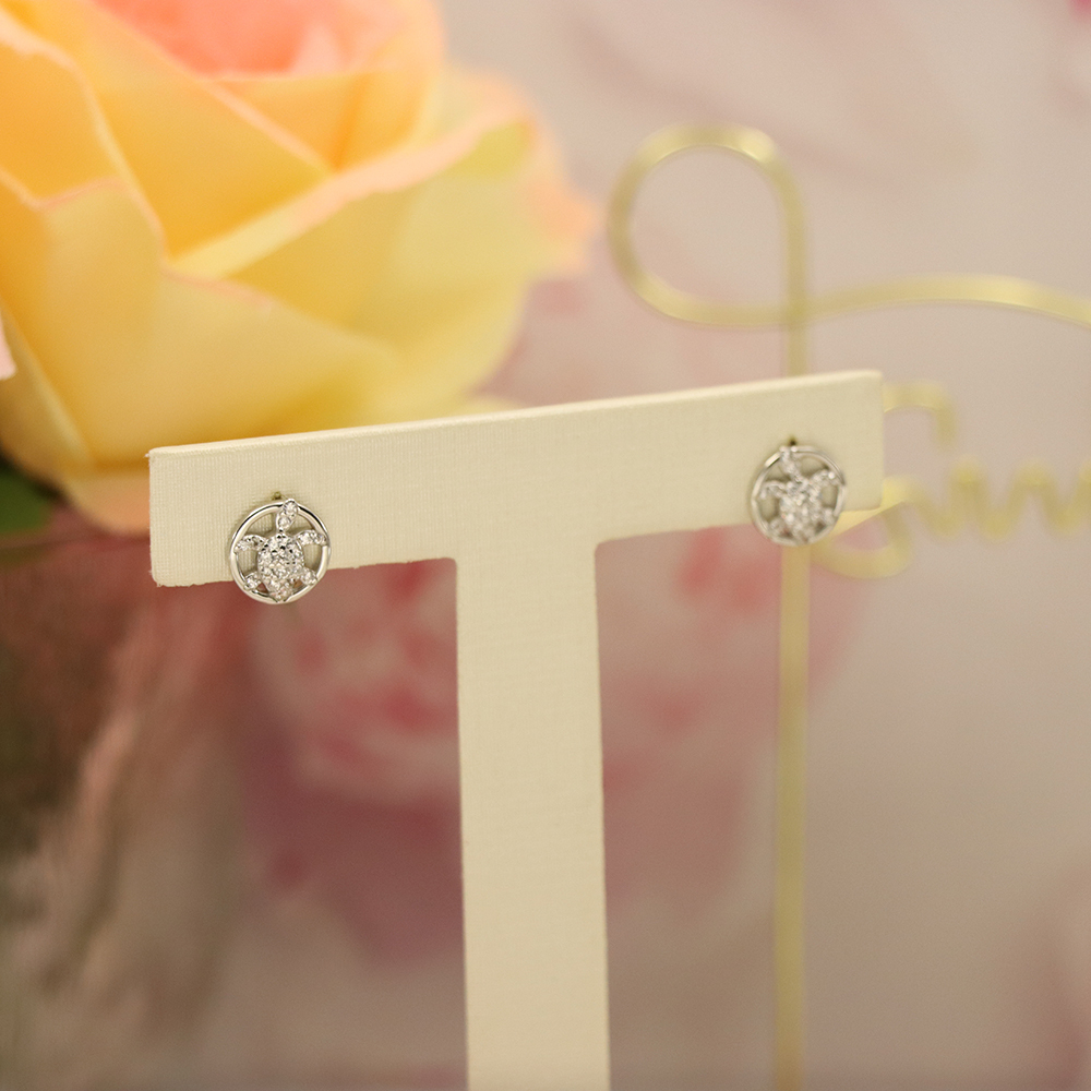 Turtle Geometric Stud Earrings, S925 Sterling Silver Forest-Themed Jewelry, Nature Inspired Dainty Gift, Whimsical Animal Earrings