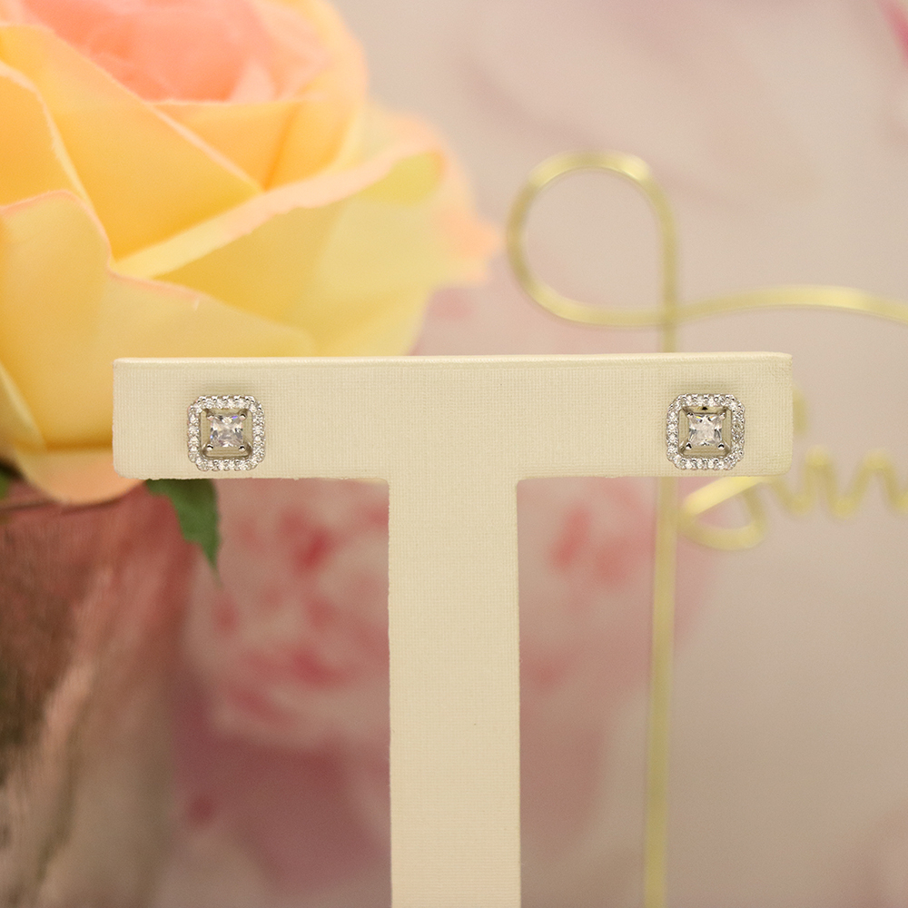 Square Stud Earrings, S925 Sterling Silver Minimalist Geometric Jewelry, Modern Architectural Gift, Versatile Everyday Earrings