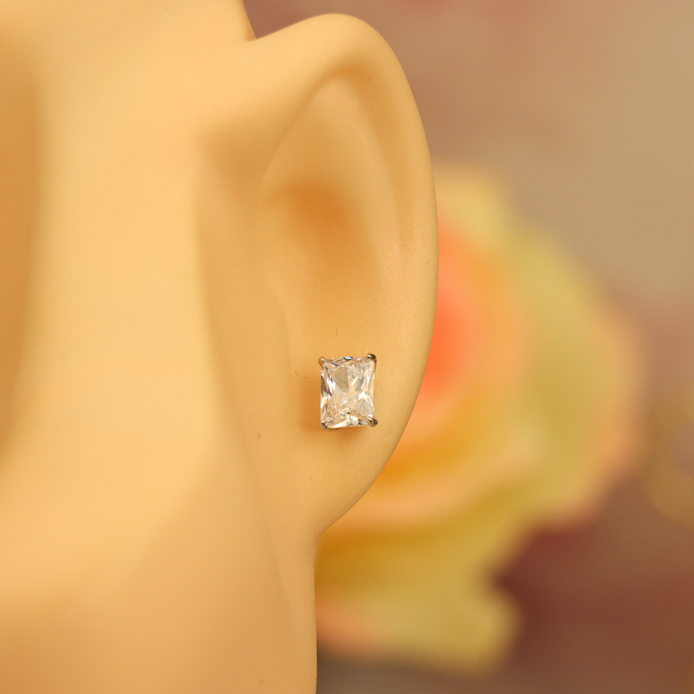 Rectangle Stud Earrings, S925 Sterling Silver Geometric Jewelry, Architectural Minimalist Earrings, Modern Luxury Gift