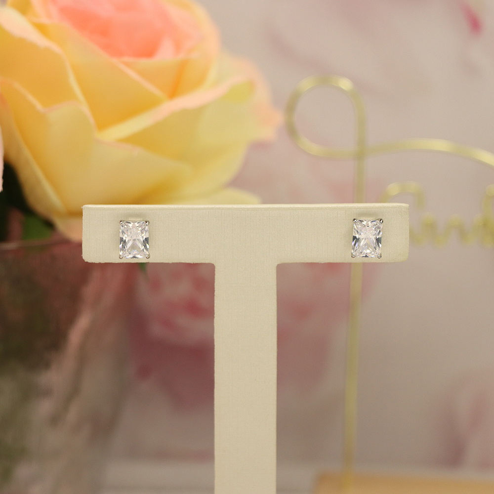 Rectangle Stud Earrings, S925 Sterling Silver Geometric Jewelry, Architectural Minimalist Earrings, Modern Luxury Gift