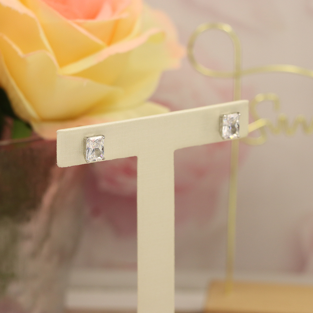 Rectangle Stud Earrings, S925 Sterling Silver Geometric Jewelry, Architectural Minimalist Earrings, Modern Luxury Gift