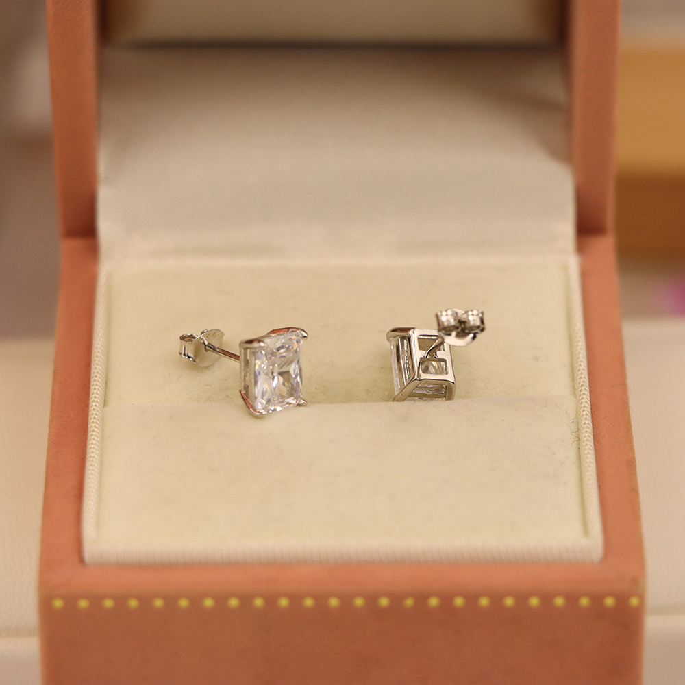 Rectangle Stud Earrings, S925 Sterling Silver Geometric Jewelry, Architectural Minimalist Earrings, Modern Luxury Gift