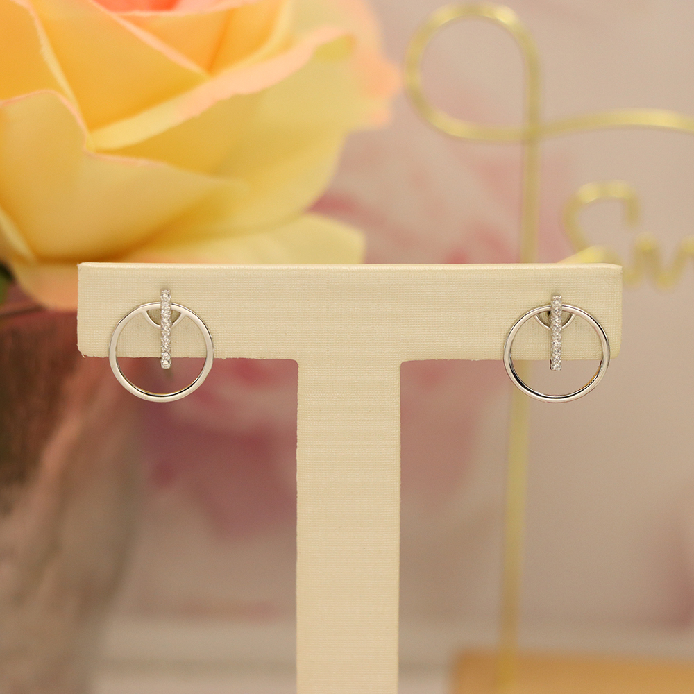 Round Micro-Pavé Stud Earrings, S925 Sterling Silver Full Circle Earrings, Versatile Sparkling Jewelry, Timeless Minimalist Gift