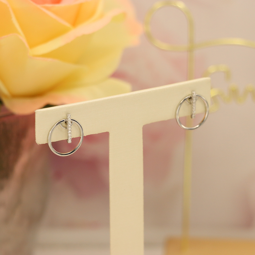 Round Micro-Pavé Stud Earrings, S925 Sterling Silver Full Circle Earrings, Versatile Sparkling Jewelry, Timeless Minimalist Gift