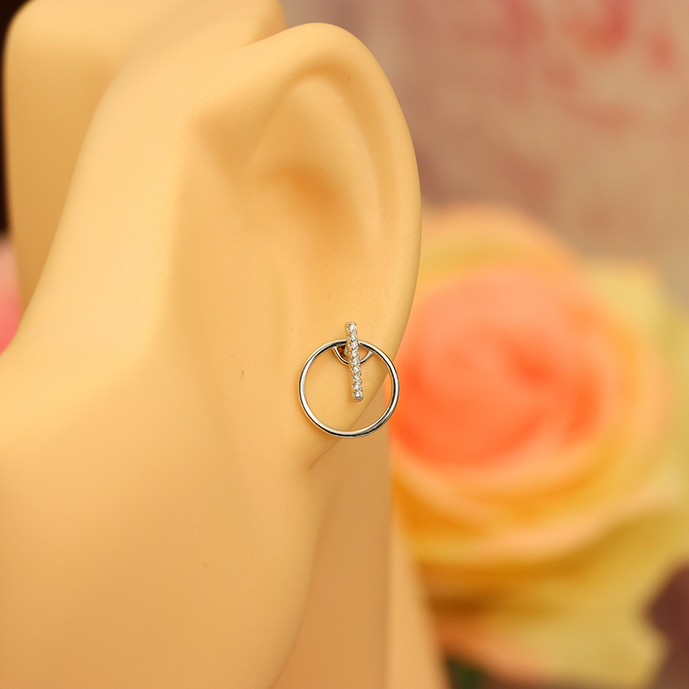 Round Micro-Pavé Stud Earrings, S925 Sterling Silver Full Circle Earrings, Versatile Sparkling Jewelry, Timeless Minimalist Gift