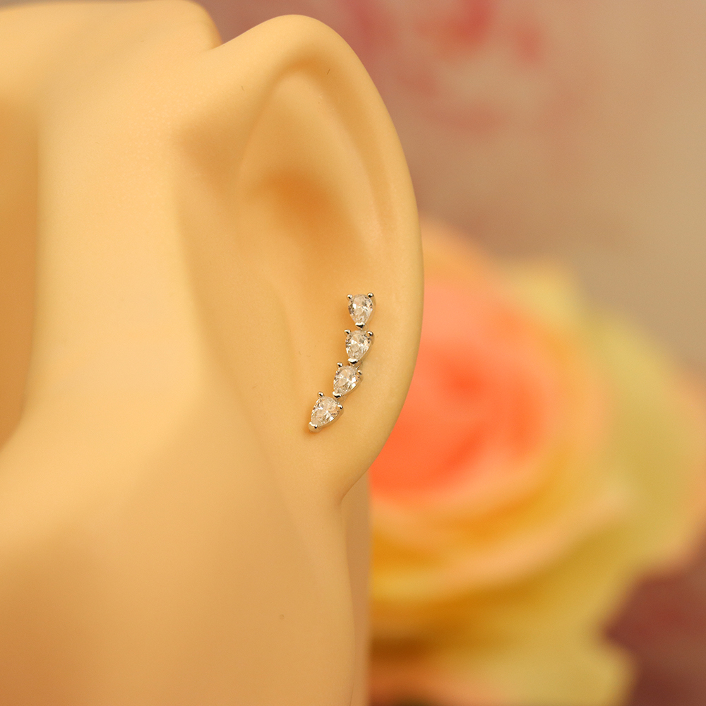 Minimalist Teardrop Stud Earrings, S925 Sterling Silver with Zircon, Everyday Luxury, Bridal Jewelry Gift