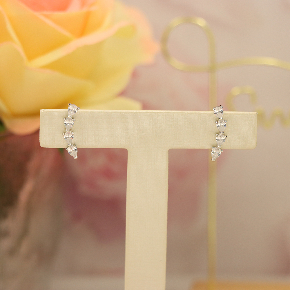 Minimalist Teardrop Stud Earrings, S925 Sterling Silver with Zircon, Everyday Luxury, Bridal Jewelry Gift