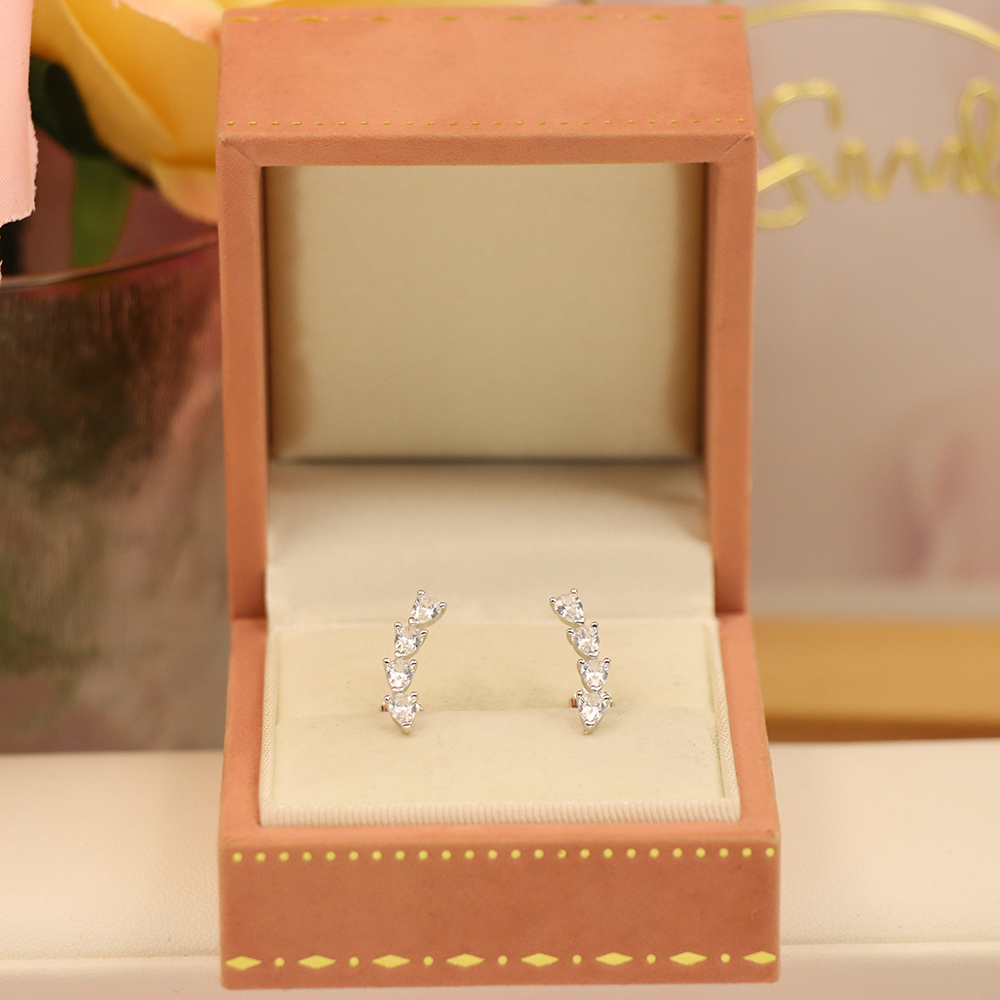 Minimalist Teardrop Stud Earrings, S925 Sterling Silver with Zircon, Everyday Luxury, Bridal Jewelry Gift