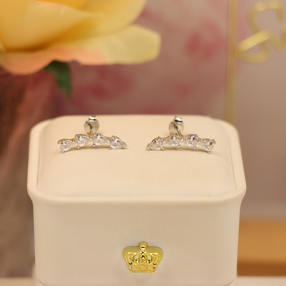 Minimalist Teardrop Stud Earrings, S925 Sterling Silver with Zircon, Everyday Luxury, Bridal Jewelry Gift