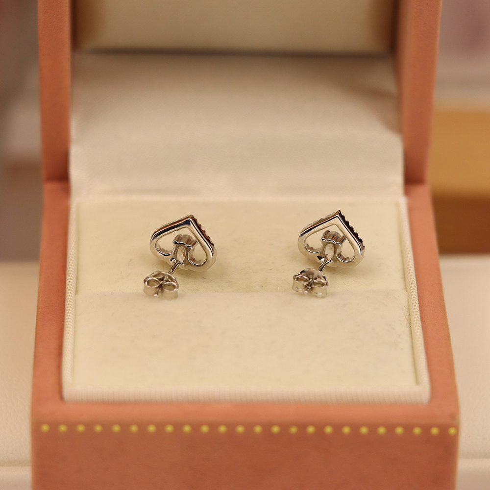 Sparkling Heart Stud Earrings, S925 Sterling Silver Romantic Jewelry, Crystal Love Earrings, Eternal Gift for Her