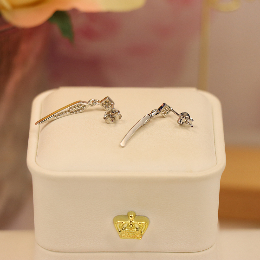 Geometric Diamond Ear Jackets, S925 Sterling Silver Dangle Earrings with Zircon, Modern Minimalist Luxury for Women