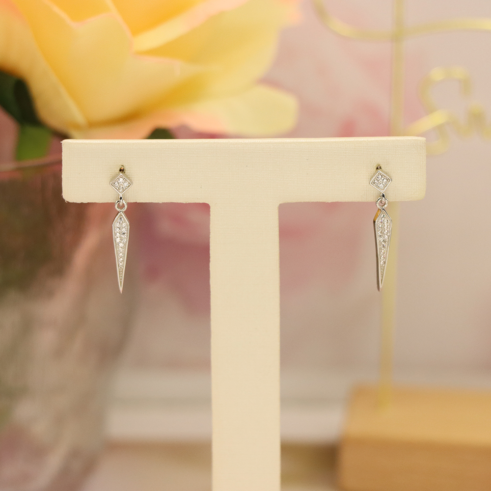 Geometric Diamond Ear Jackets, S925 Sterling Silver Dangle Earrings with Zircon, Modern Minimalist Luxury for Women