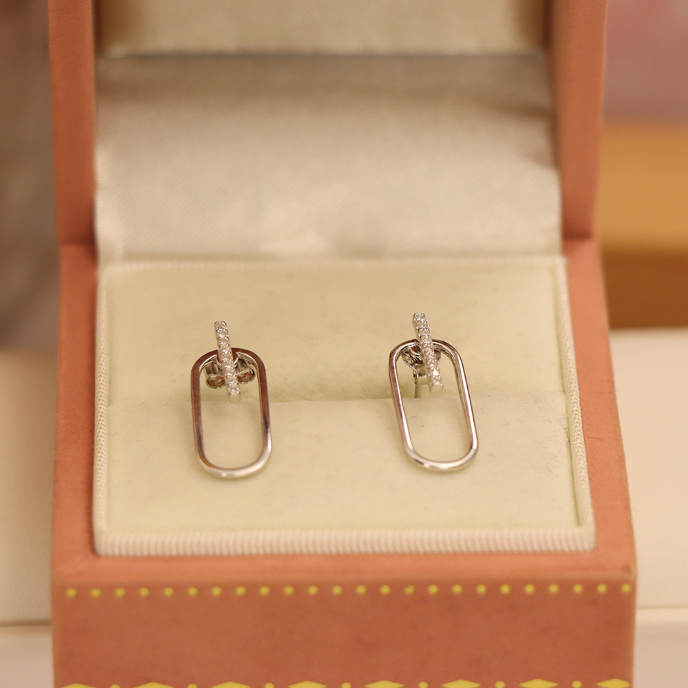 Geometric Micro-Pavé Stud Earrings, S925 Sterling Silver Modern Minimalist Jewelry, Dainty Luxury Gift for Women