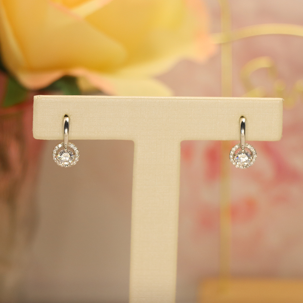 Sparkling Round Stud Earrings, S925 Sterling Silver Classic Circle Earrings, Dainty Timeless Gift for Women