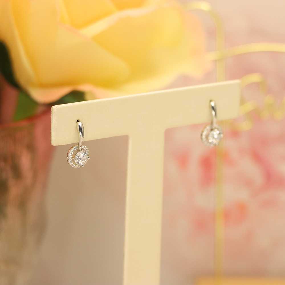 Sparkling Round Stud Earrings, S925 Sterling Silver Classic Circle Earrings, Dainty Timeless Gift for Women