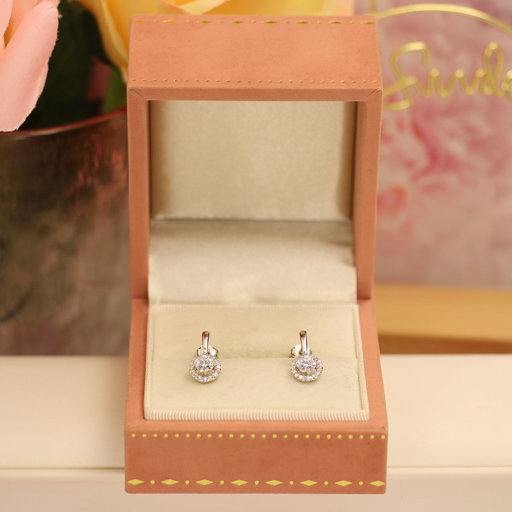 Sparkling Round Stud Earrings, S925 Sterling Silver Classic Circle Earrings, Dainty Timeless Gift for Women