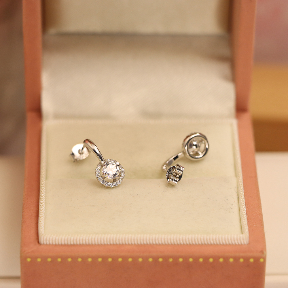 Sparkling Round Stud Earrings, S925 Sterling Silver Classic Circle Earrings, Dainty Timeless Gift for Women