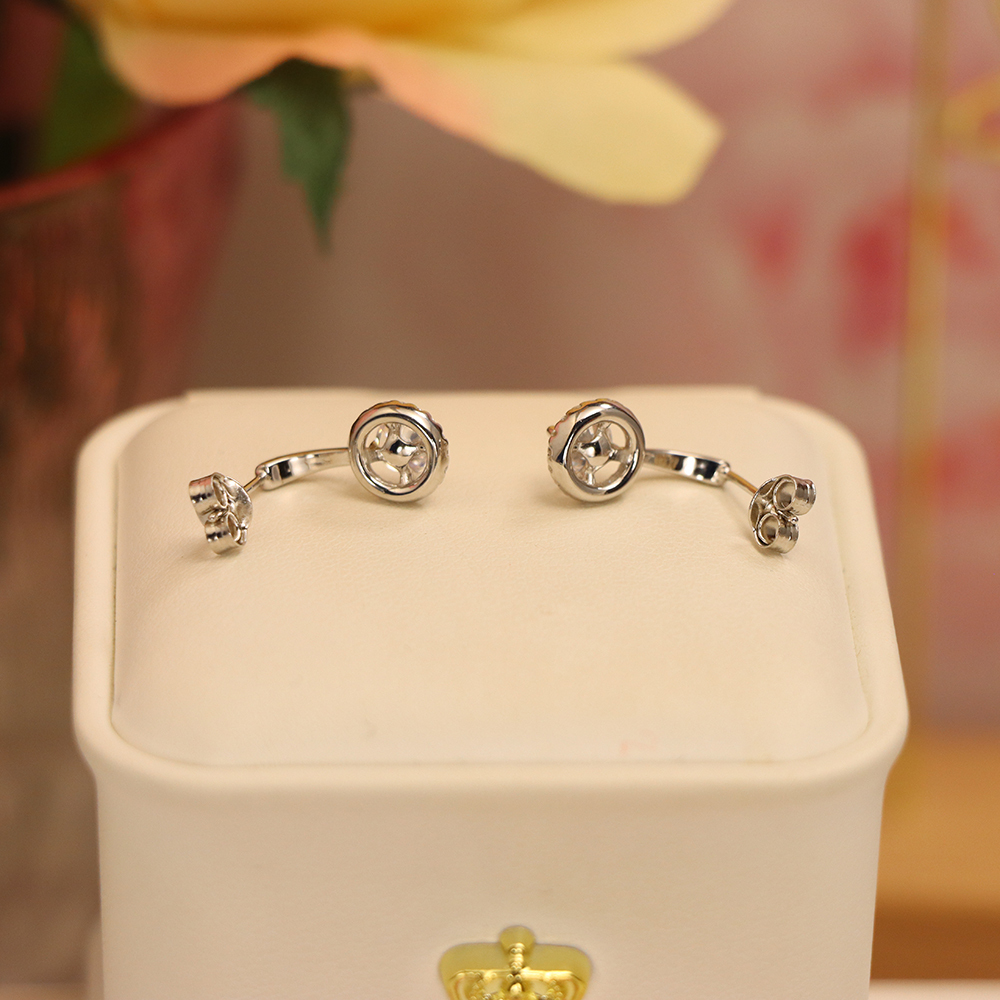 Sparkling Round Stud Earrings, S925 Sterling Silver Classic Circle Earrings, Dainty Timeless Gift for Women
