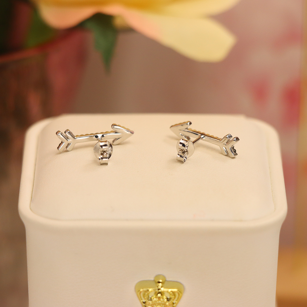 Full Zircon Arrow Stud Earrings, S925 Sterling Silver Geometric Dangle Studs, Sparkling Dainty Luxury Gift for Women