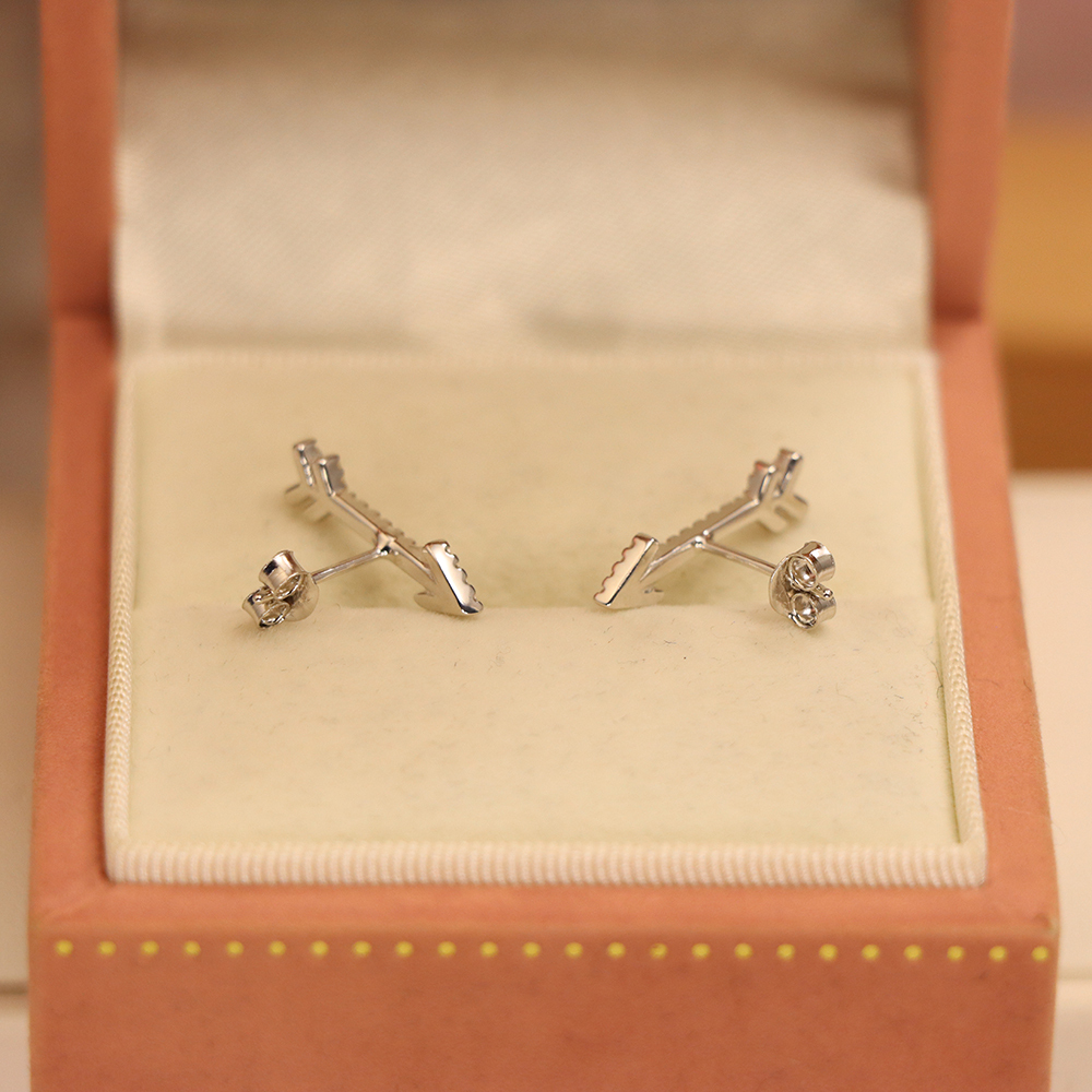 Full Zircon Arrow Stud Earrings, S925 Sterling Silver Geometric Dangle Studs, Sparkling Dainty Luxury Gift for Women