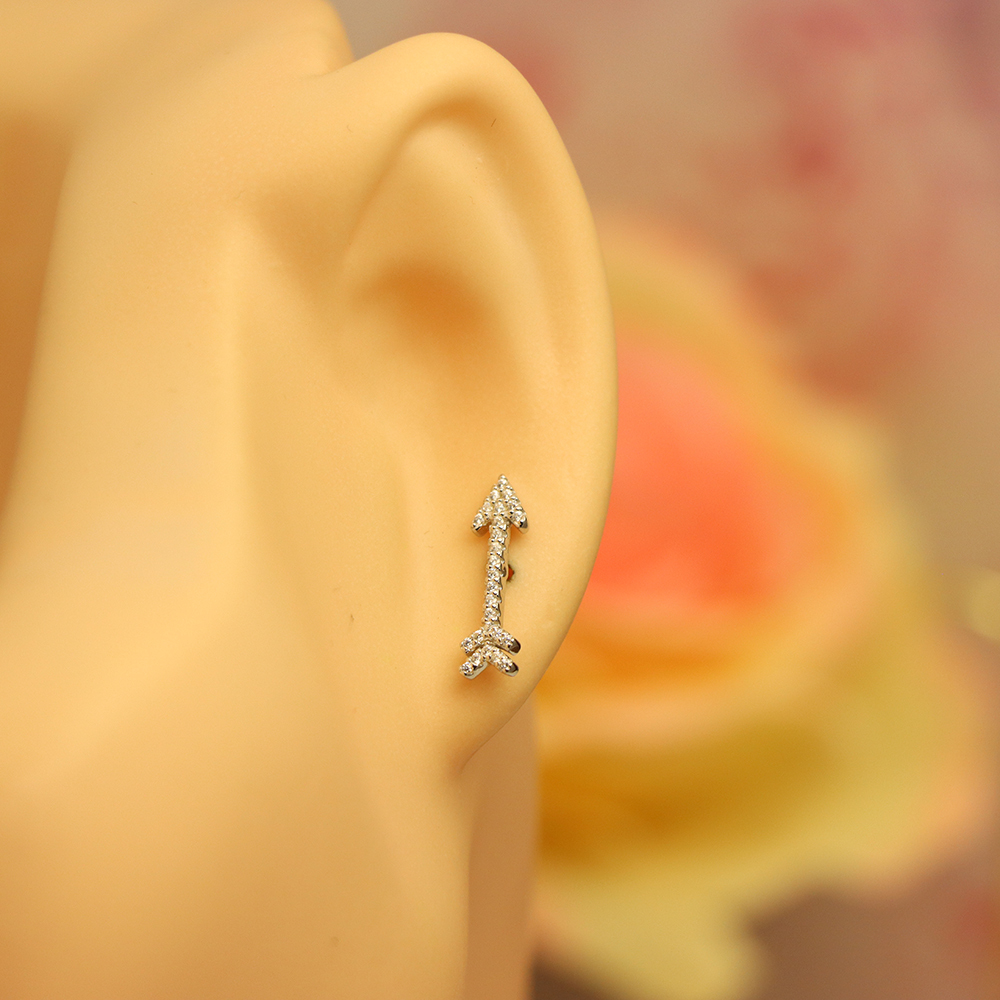 Full Zircon Arrow Stud Earrings, S925 Sterling Silver Geometric Dangle Studs, Sparkling Dainty Luxury Gift for Women