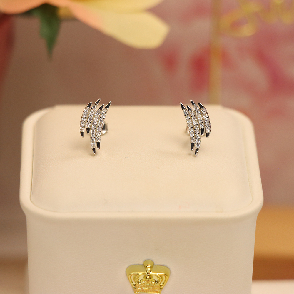 Geometric Line Stud Earrings, S925 Sterling Silver Architectural Jewelry, Sparkling Crystal Earrings, Modern Luxury Gift