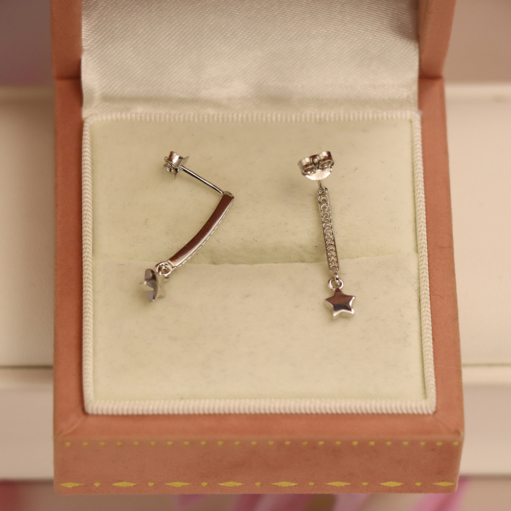 Dainty Sparkling Star Earrings, S925 Sterling Silver Zircon Dangle Ear Drops, Dreamy Celestial Jewelry Gift for Women