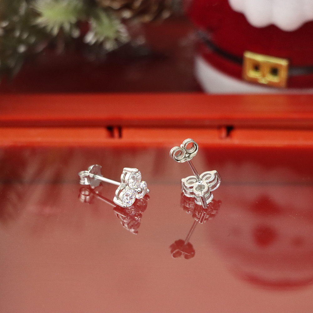 S925 Sterling Silver Stud Earrings for Women, Diamond-inlaid Geometric Earring