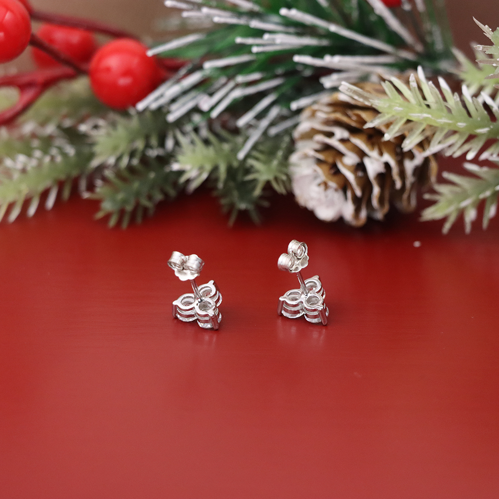 S925 Sterling Silver Stud Earrings for Women, Diamond-inlaid Geometric Earring