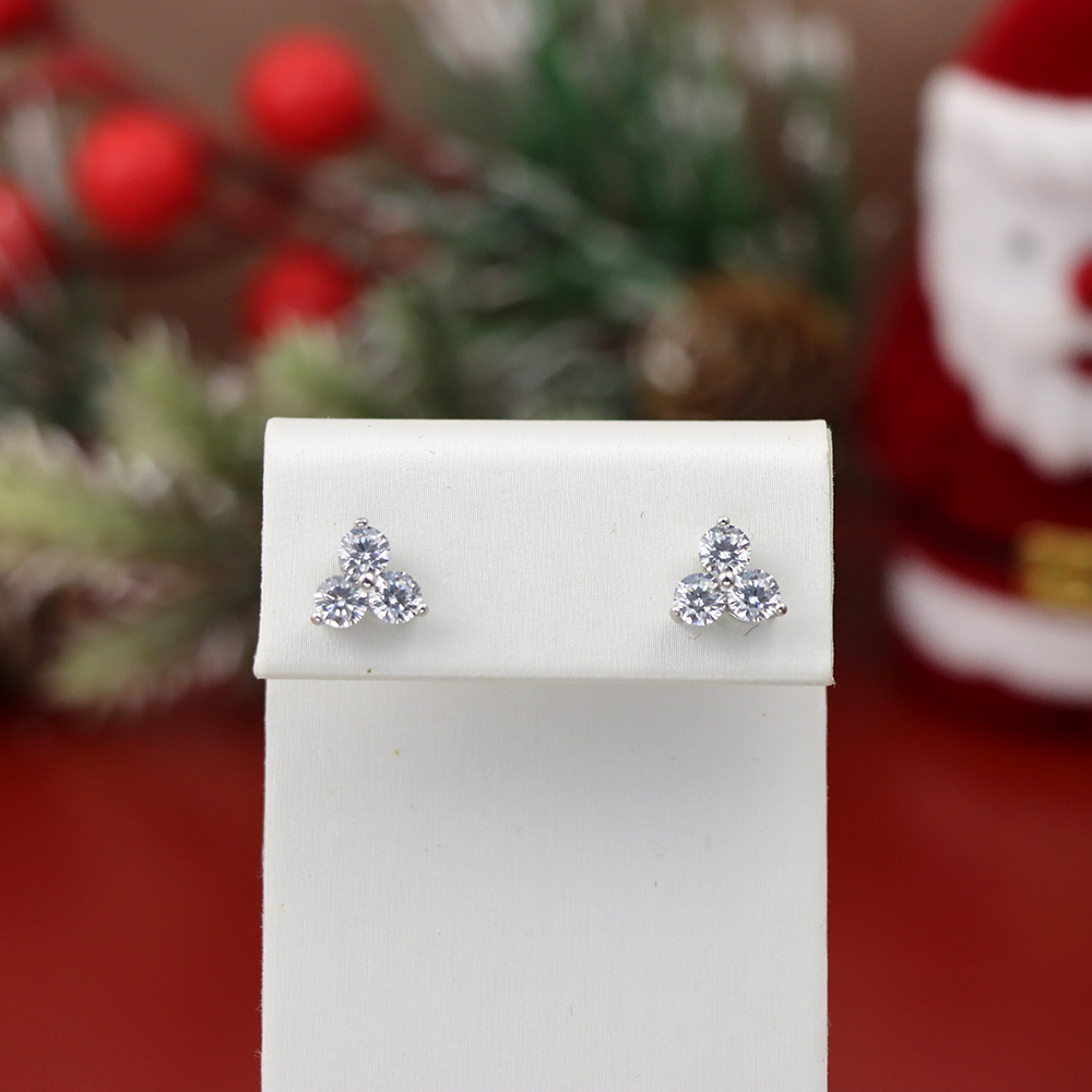 S925 Sterling Silver Stud Earrings for Women, Diamond-inlaid Geometric Earring