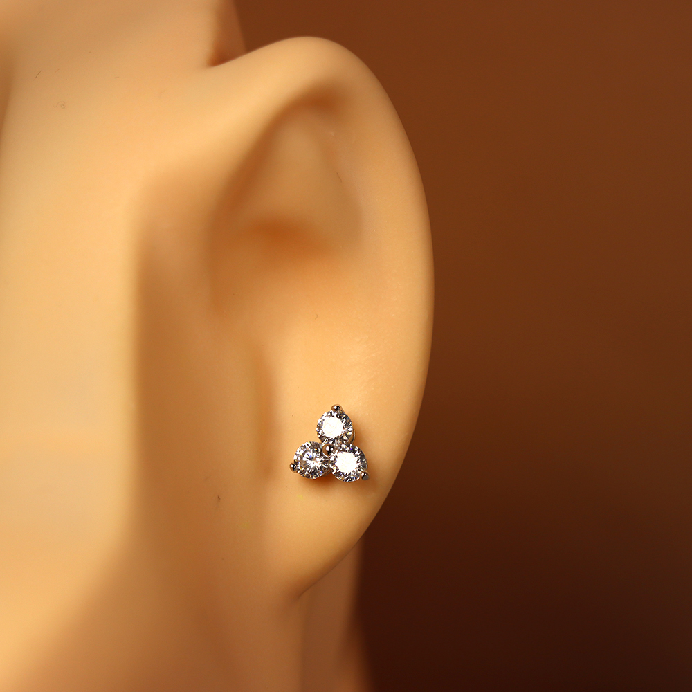 S925 Sterling Silver Stud Earrings for Women, Diamond-inlaid Geometric Earring