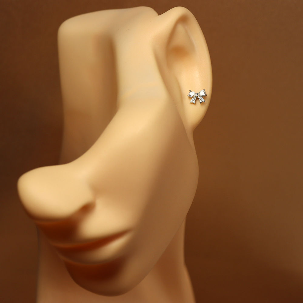 S925 Sterling Silver Bow-shaped Stud Earrings for Women