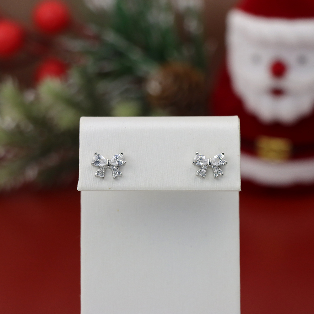 S925 Sterling Silver Bow-shaped Stud Earrings for Women