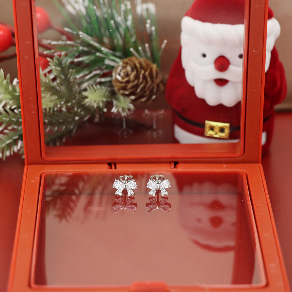 S925 Sterling Silver Bow-shaped Stud Earrings for Women