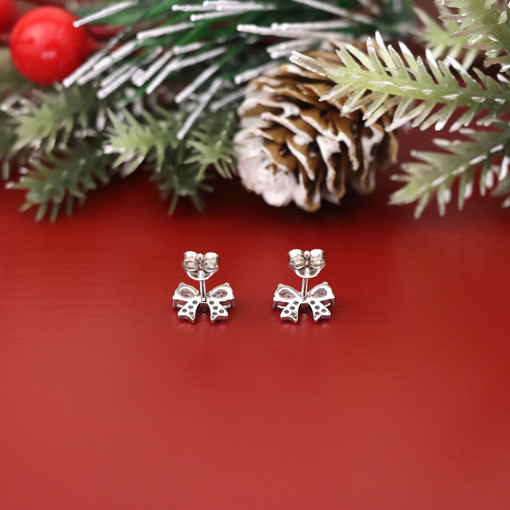 S925 Sterling Silver Bow-shaped Stud Earrings for Women