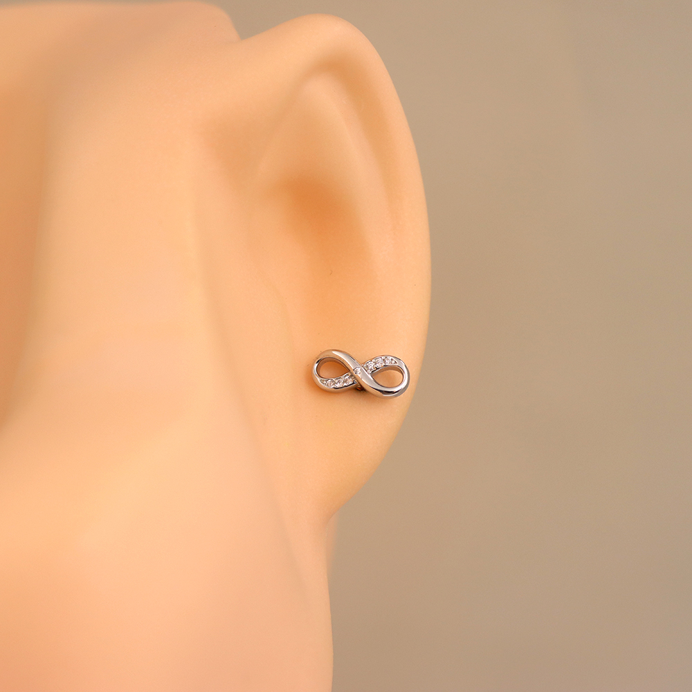 S925 Sterling Silver Figure-8-shaped Diamond-inlaid Stud Earrings for Women