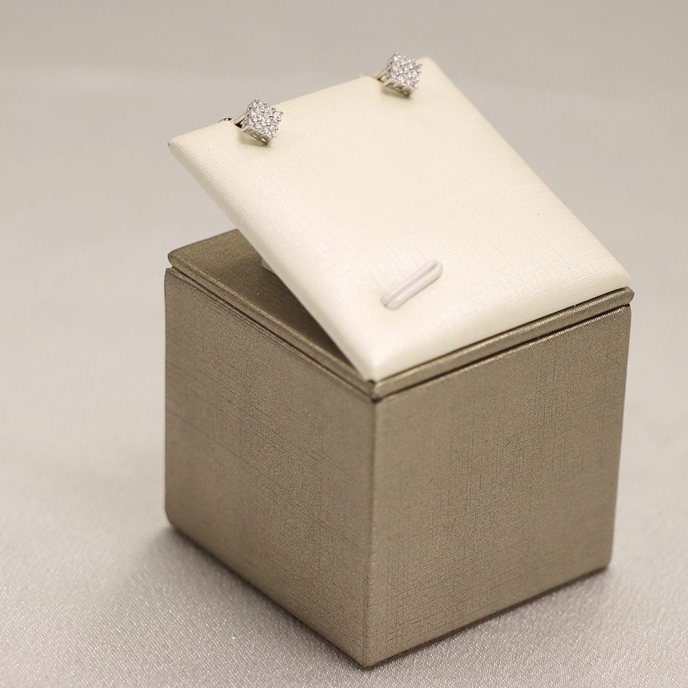 S925 Sterling Silver Square-shaped Fully Diamond-inlaid Stud Earrings for Women