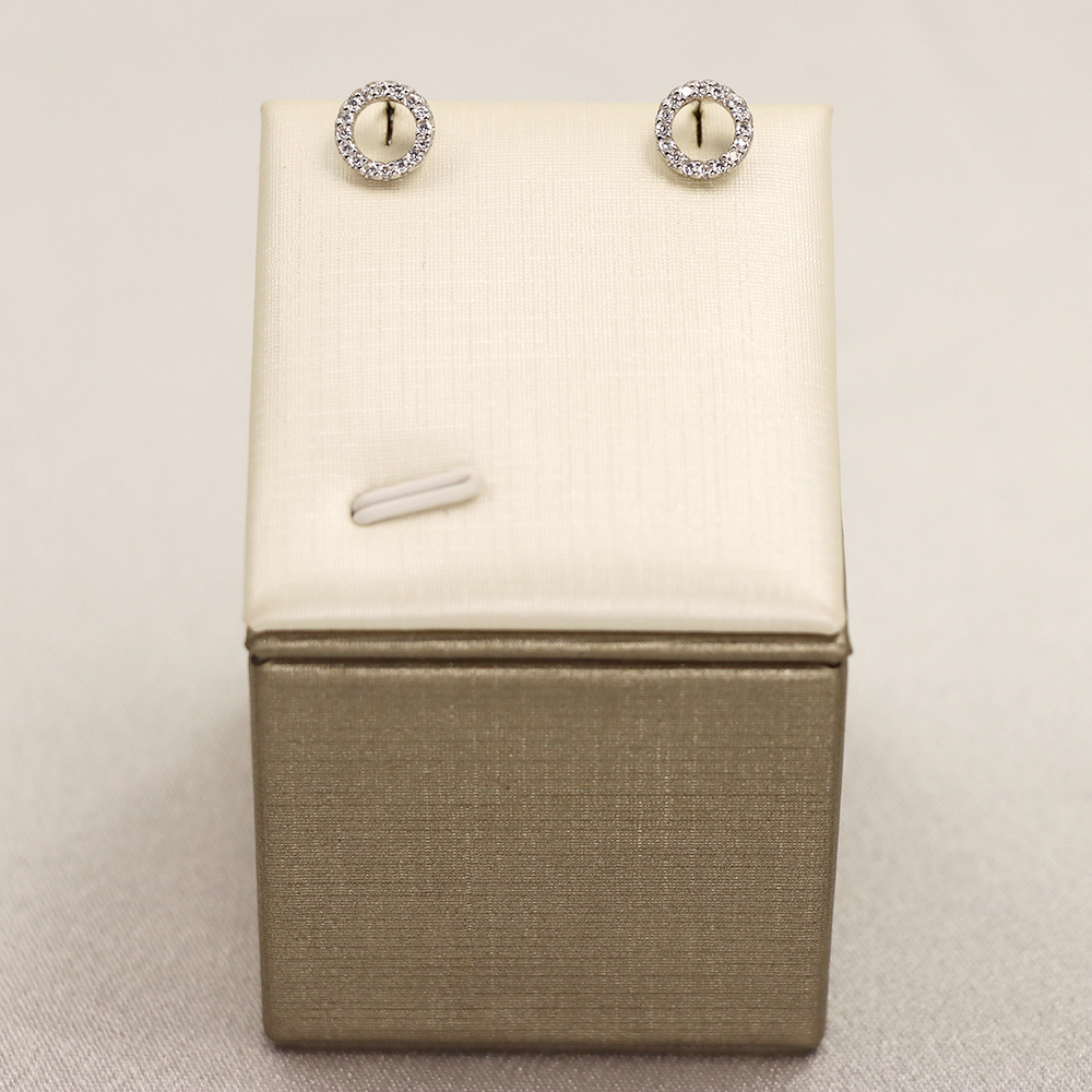 S925 Sterling Silver Hollow-out Circle-shaped Fully Diamond-inlaid Earrings