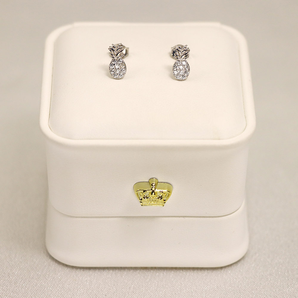 S925 Silver Pineapple-shaped Stud Earrings for Women, Micro-inlaid with Diamonds
