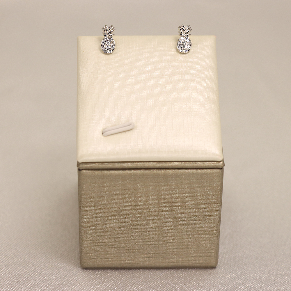 S925 Silver Pineapple-shaped Stud Earrings for Women, Micro-inlaid with Diamonds
